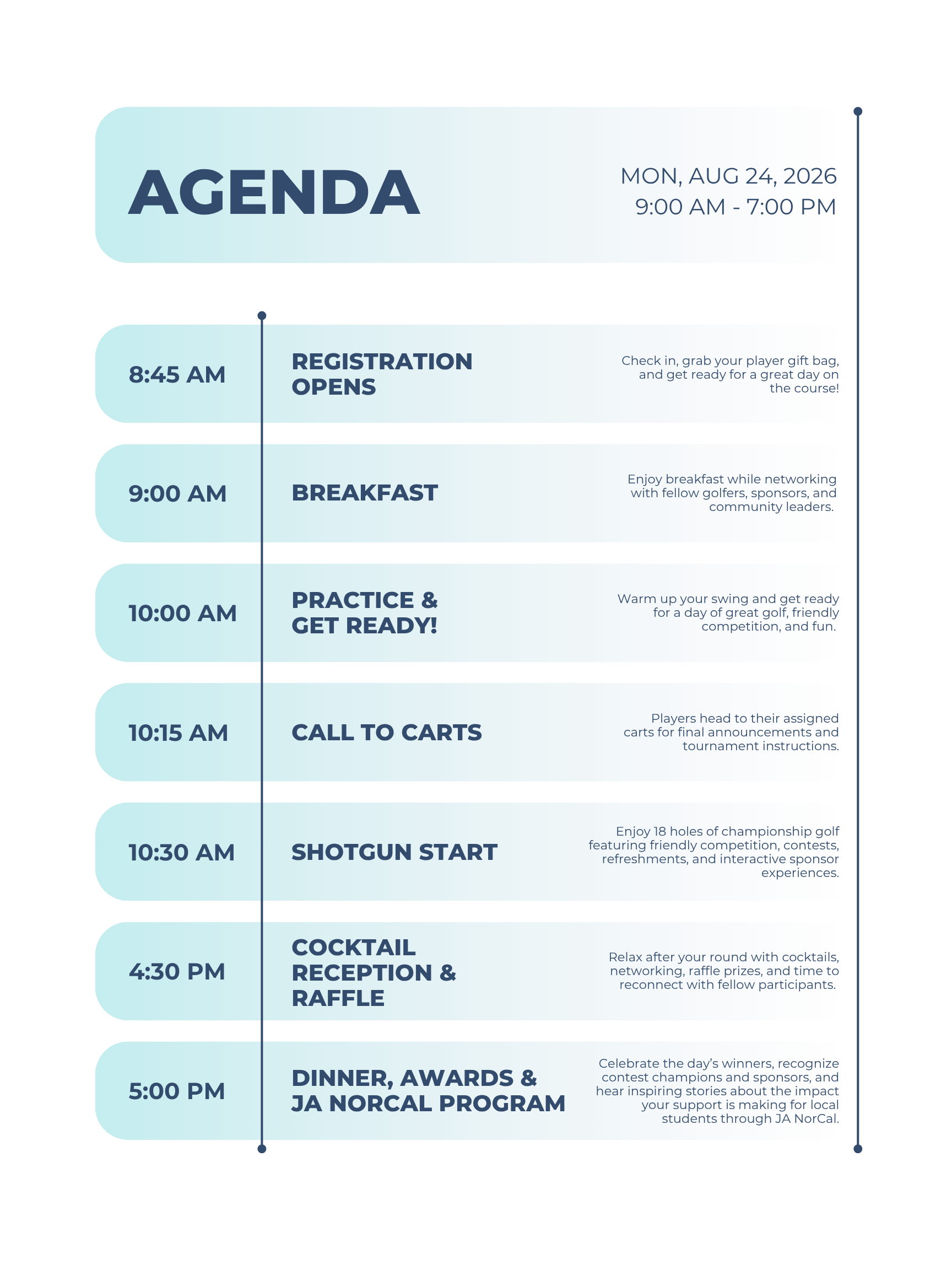 2026 JA NorCal Golf For Good Agenda